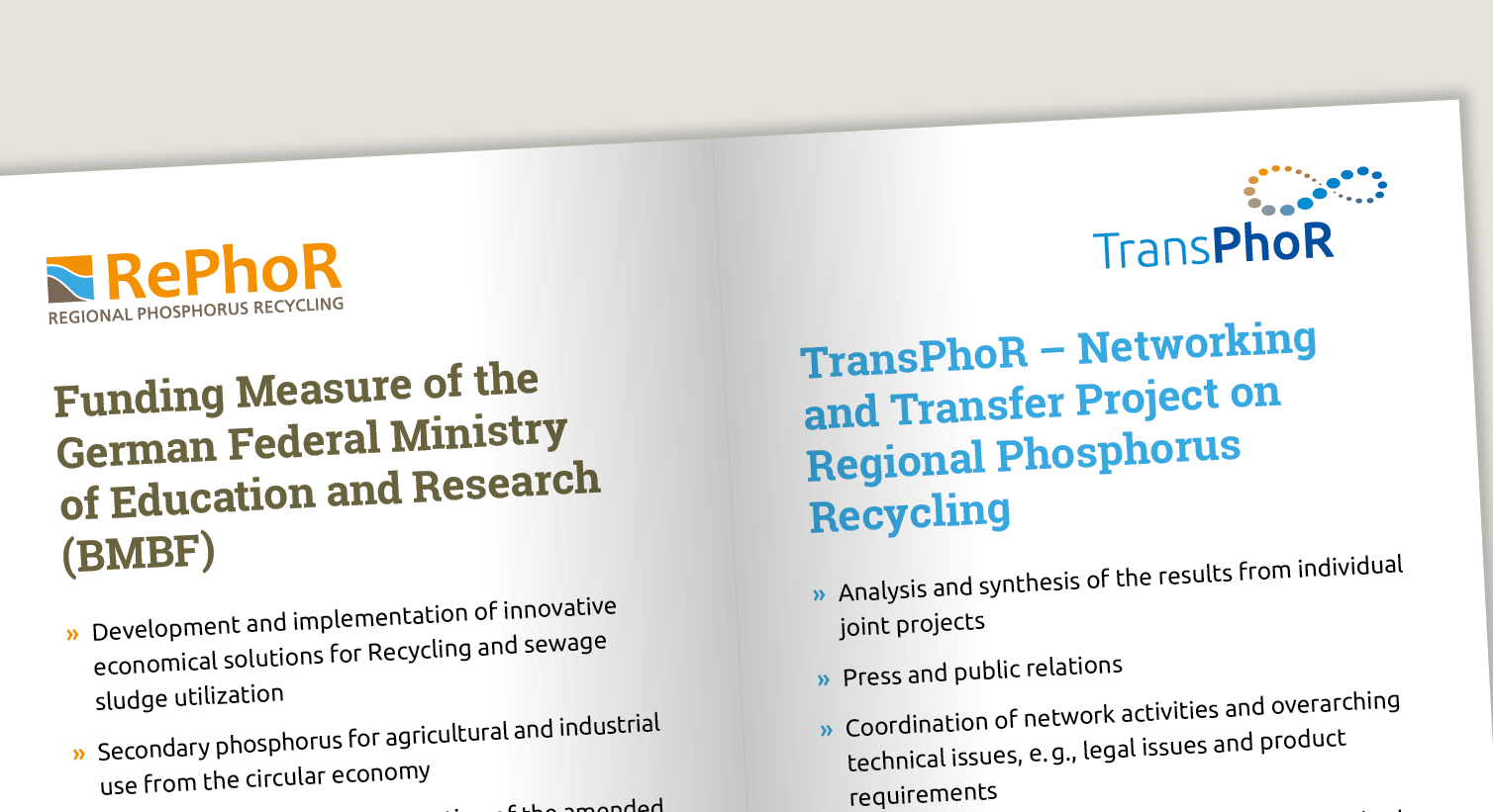 TransPhoR | Flyer: Funding Measure of the German Federal Ministry of Education and Research (BMBF): Regional Phosphorus Recycling